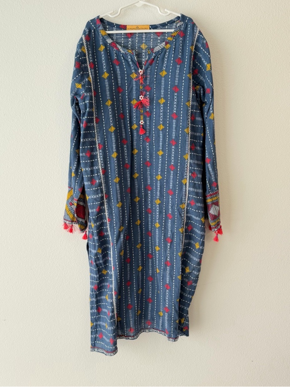 Bonanza Satrangi Pret Blue Printed Kurti | Size 8 GIRLS SIZING